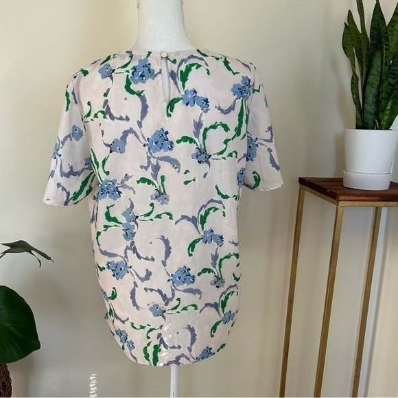 Prabal Gurung Brushstroke Floral Top in Ivory sz 10 - Picture 5 of 6
